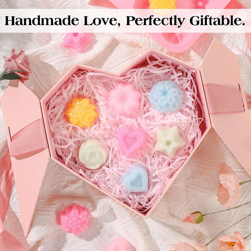 SJ Silicone Soap Molds 2 Packs, Flower Soap Molds for Soap Making,12 Cavities Different Shapes Mold for Craft Soap, Jelly, Chocolate, Candy, Lotion Bar, Bath Bombs & Ice Cube(Purple & Pink) - Image 5